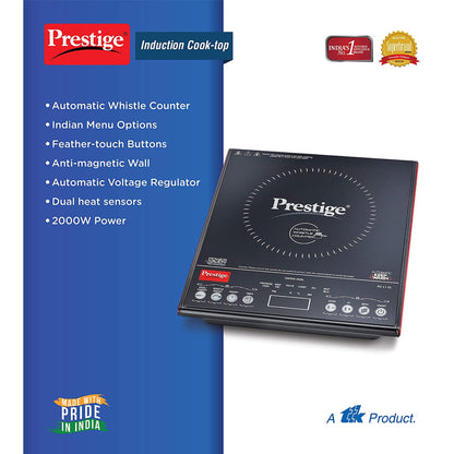 Prestige PIC 3.1 V3 Microcrystal Glass Panel Induction Cooktop, 2000W