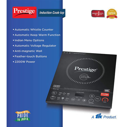 Prestige PIC 6.1 V3 Microcrystal Glass Panel Induction Cooktop, 2200W