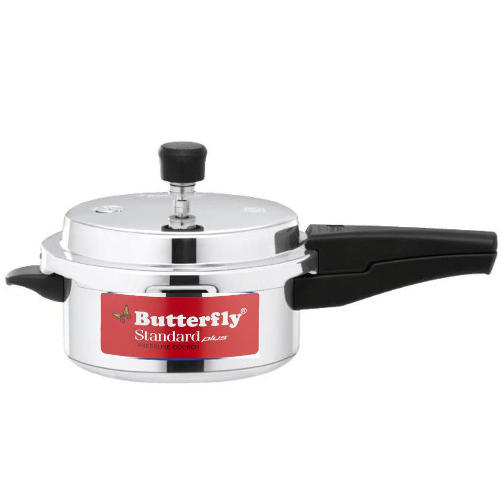 Butterfly Standard Plus Aluminium Induction Base Outer Lid Pressure Cooker, 2 Litres