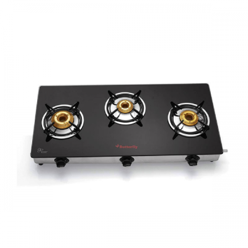 Butterfly Radiant Jumbo Toughened Glass Top Gas Stove, 3 Burner