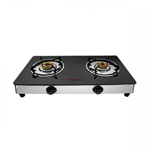 Butterfly Radiant Jumbo Toughened Glass Top Gas Stove, 2 Burner
