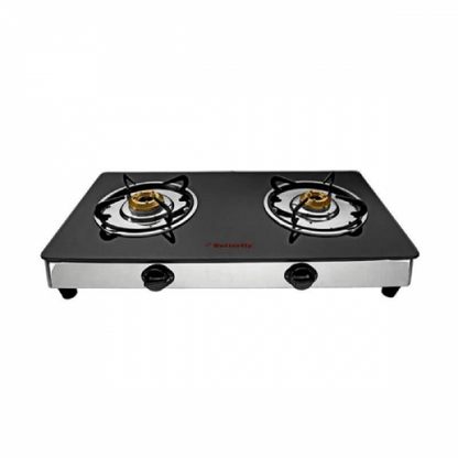 Butterfly Radiant Jumbo Toughened Glass Top Gas Stove, 2 Burner