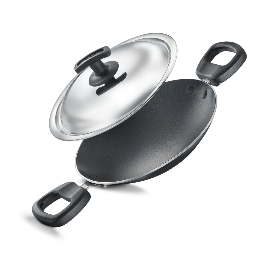 Judge by Prestige Everyday Non-Stick Non-Induction Base Appachatty with Lid, 200 MM