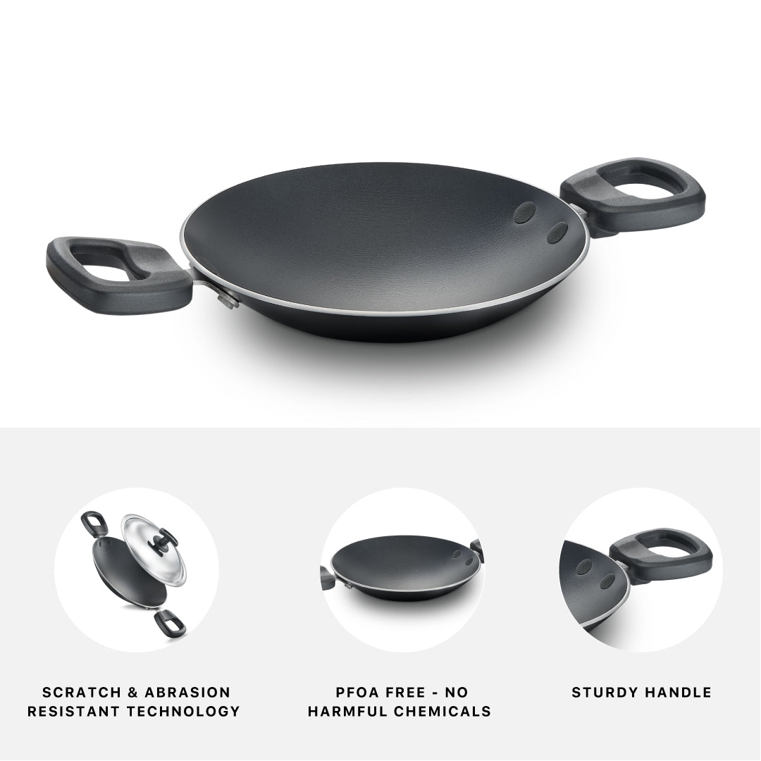 Judge by Prestige Everyday Non-Stick Non-Induction Base Appachatty with Lid, 200 MM