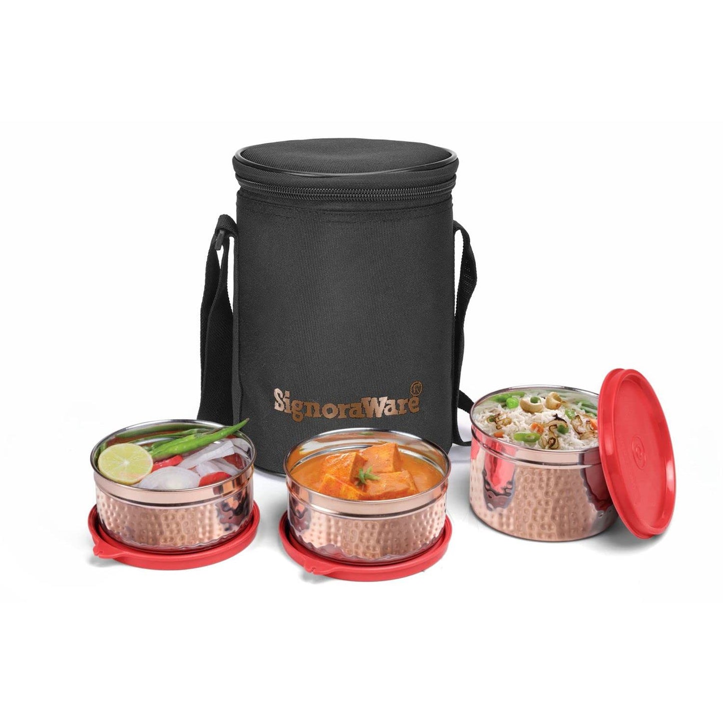 Signoraware Executive Copper Stainless Steel Inner Lunch Box with Bag