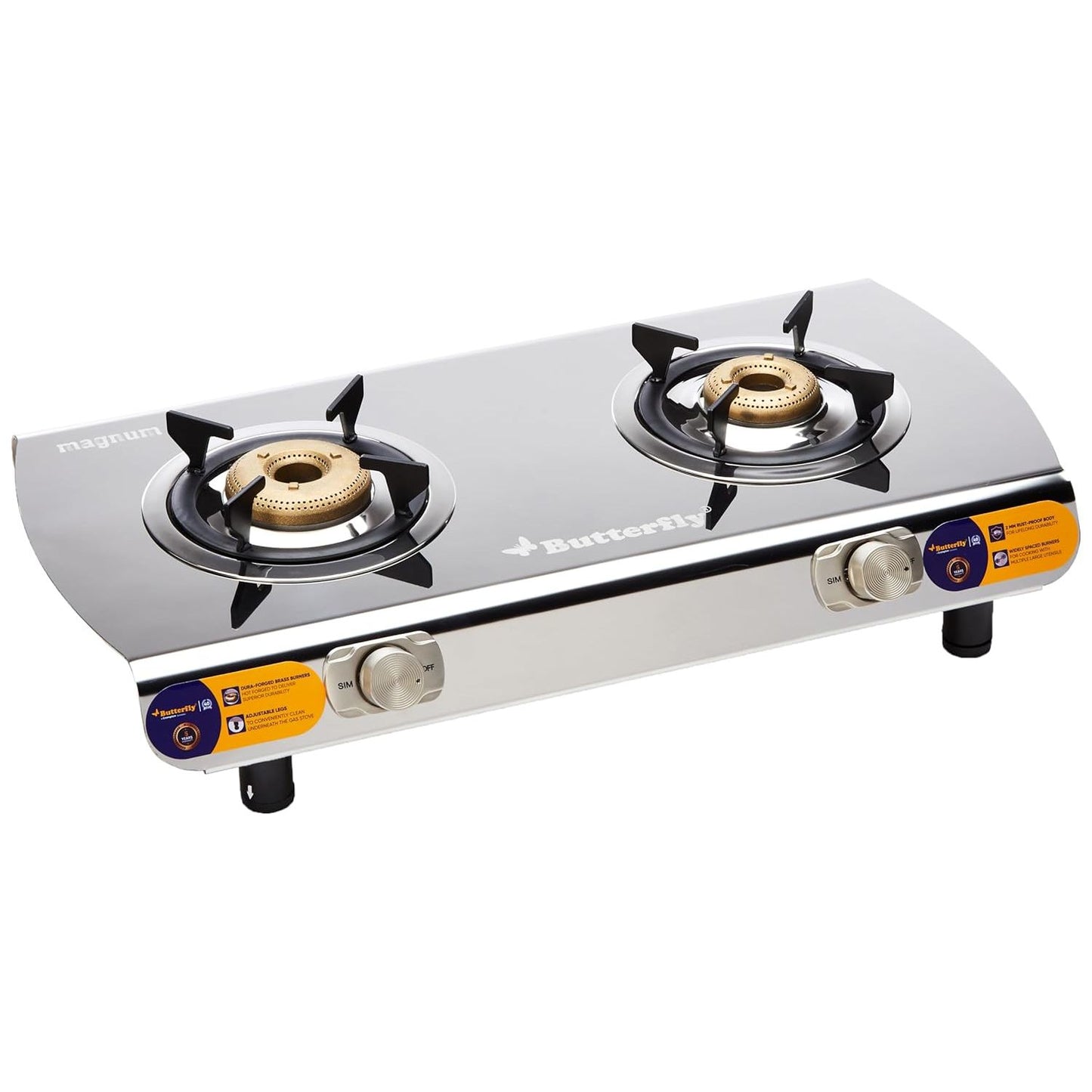 Butterfly Magnum Stainless Steel Gas Stove, 2 Burner