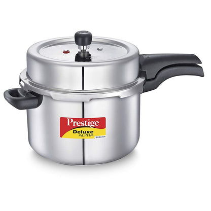 Prestige Deluxe Alpha Svachh Stainless Steel Induction Base Outer Lid Pressure Cooker, 8 Litres