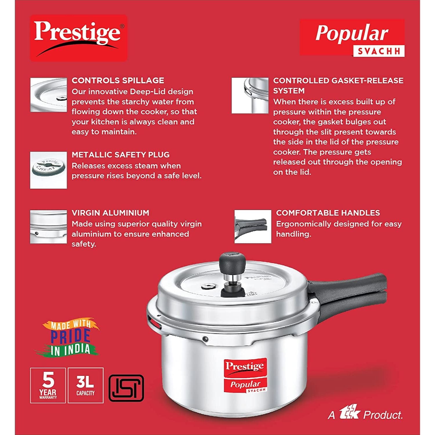 Prestige popular discount aluminium pressure cooker