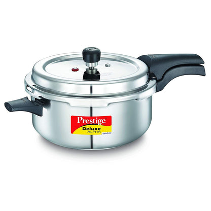 Prestige Deluxe Alpha Svachh Stainless Steel Induction Base Outer Lid Deep Pressure Cooker Pan, 5 Litres