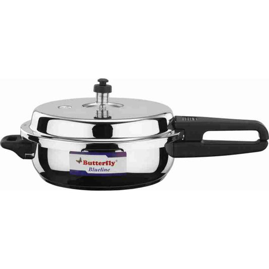 Butterfly Blueline Stainless Steel Induction Base Outer Lid Pressure Cooker Pan, 3.5 Litres