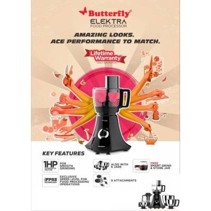 Butterfly Elektra Mixer Grinder, 1000W, 5 Jars