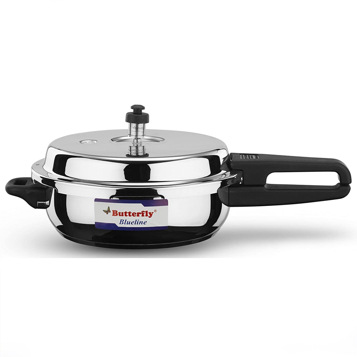 Butterfly Blueline Stainless Steel Induction Base Outer Lid Pressure Cooker Pan, 4.5 Litres