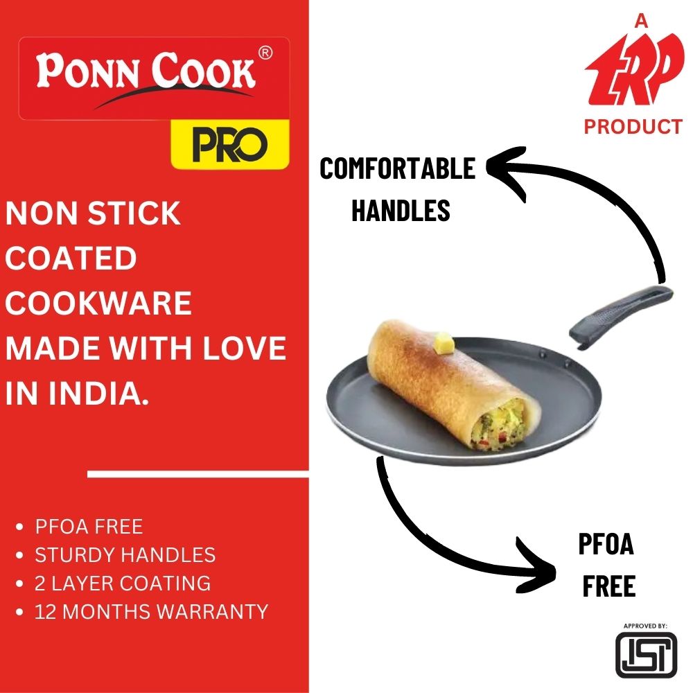 Ponn Cook Pro Non Induction Base Aluminium Non Stick Omni Tawa, 280MM