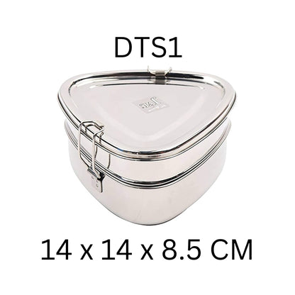 JVL Triangle Stainless Steel Lunch Box with Stainless Steel Inner Plate