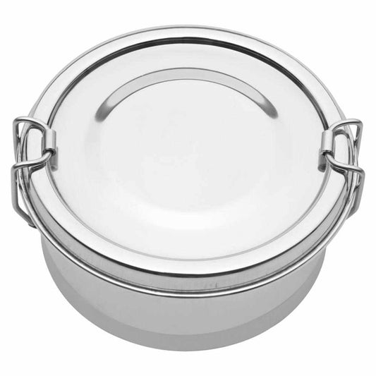 JVL Round Stainless Steel Lunch Box with Stainless Steel Inner Plate