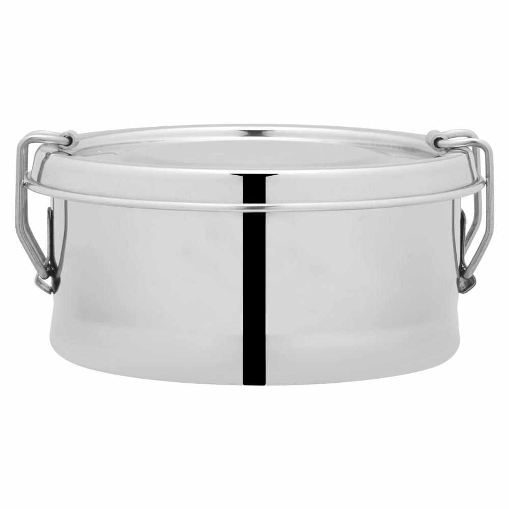 JVL Round Stainless Steel Lunch Box with Stainless Steel Inner Plate