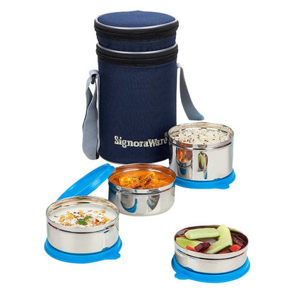 Signoraware Executive Steel Stainless Steel Lunch Box with Bag