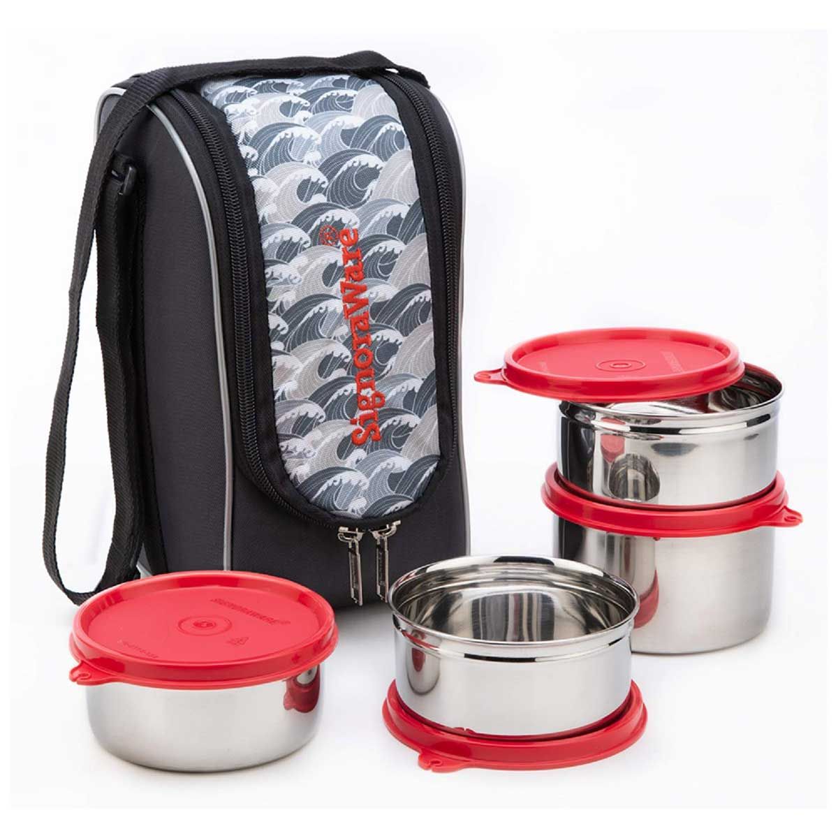 Signoraware Executive Maxx Fresh Steel Stainless Steel Lunch Box with Bag