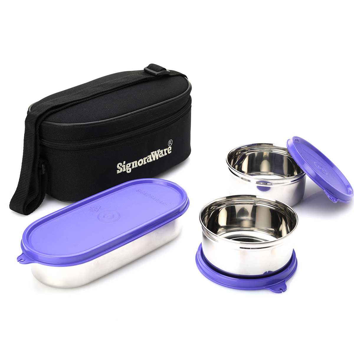 Signoraware Double Decker Special Steel Stainless Steel Lunch Box with Bag