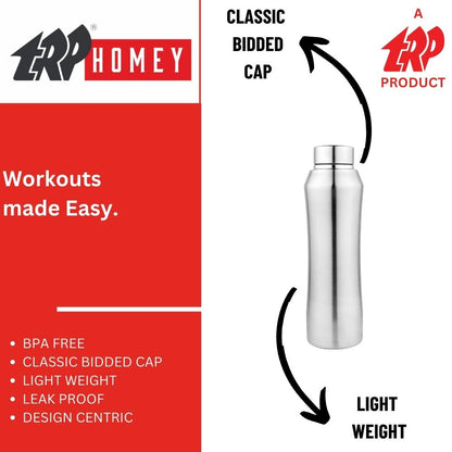 TRP Homey Rush Stainless Steel Single Wall Water Bottle, 1 Litre