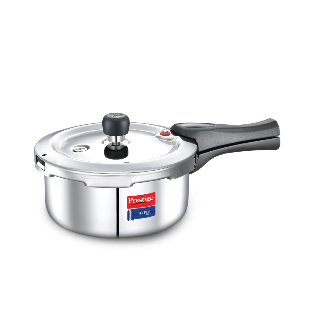 Prestige Svachh TriPly Body Stainless Steel Induction Base Outer Lid Pressure Cooker, 2 Litres