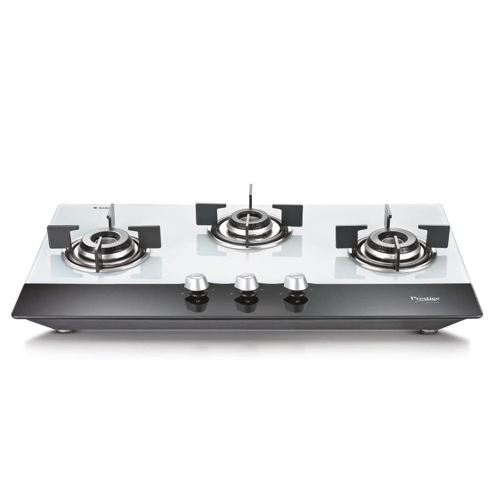Prestige Desire Hobtop PHTD 03 AI Toughened Glass Top Hob Gas Stove with One-Touch Advanced Auto-Ignition, 3 Burner