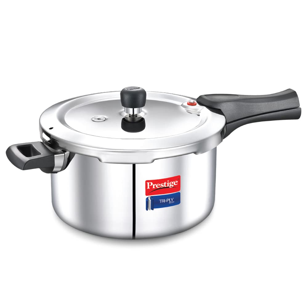 Prestige Svachh TriPly Body Stainless Steel Induction Base Outer Lid Pressure Cooker, 5 Litres