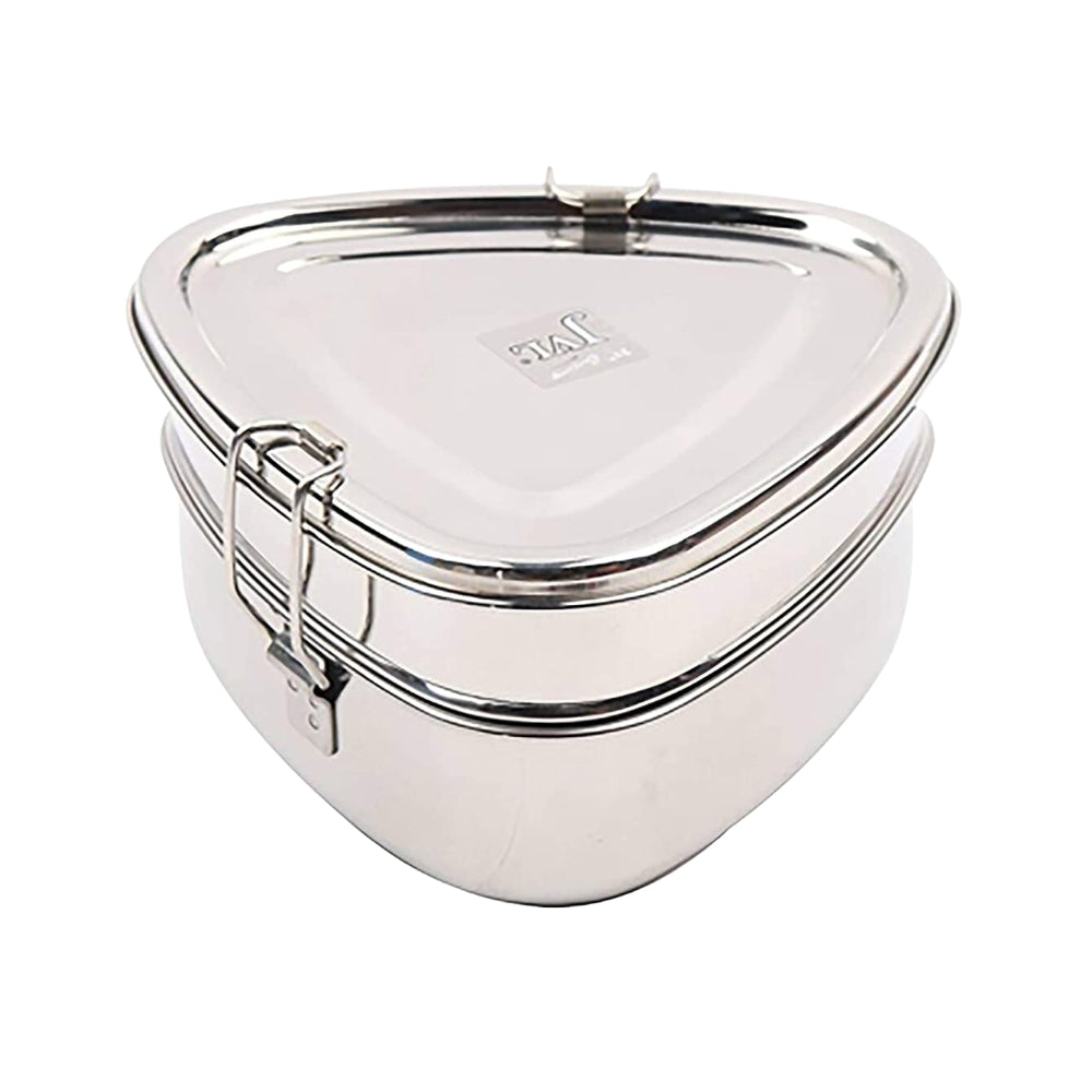 JVL Triangle Stainless Steel Lunch Box with Stainless Steel Inner Plate