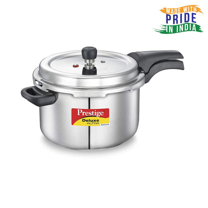 Prestige Deluxe Alpha Svachh Stainless Steel Induction Base Outer Lid Pressure Cooker, 6.5 Litres