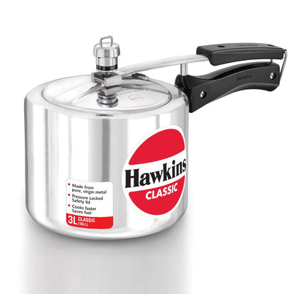 Hawkins Classic Aluminium Non-Induction Base Inner Lid Pressure Cooker, 3 Litres Tall