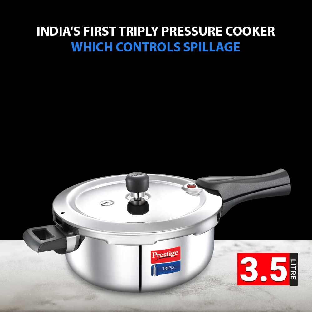 Prestige Svachh TriPly Body Stainless Steel Induction Base Outer Lid Pressure Cooker, 3.5 Litres