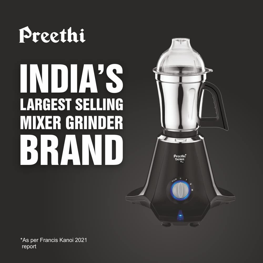 Preethi Taurus Plus MG-257 Mixer Grinder, 1000W, 4 Jar