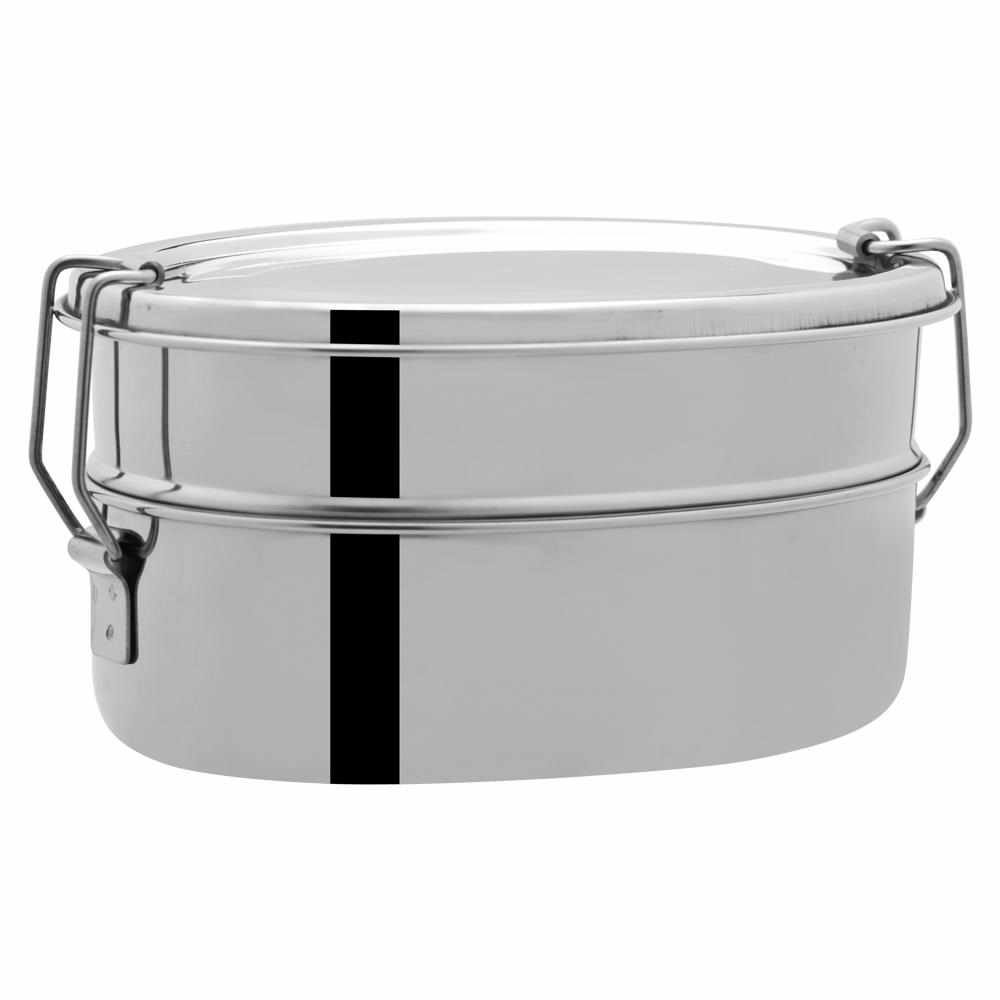 JVL Oval Stainless Steel Lunch Box with Stainless Steel Inner Plate