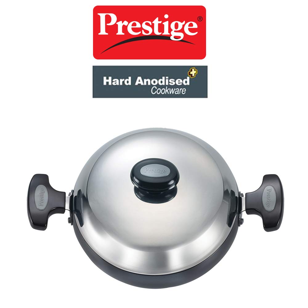 Prestige Hard Anodised Plus Kadai with SS Lid, 200MM