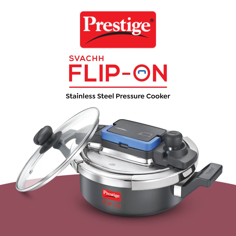 Prestige Svachh Flip-On Hard Anodised Aluminium Induction Base Inner Lid Pressure Cooker, 3 Litres