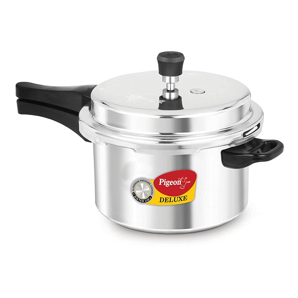 Pigeon Deluxe Aluminium Non-Induction Base Outer Lid Pressure Cooker, 3 Litres