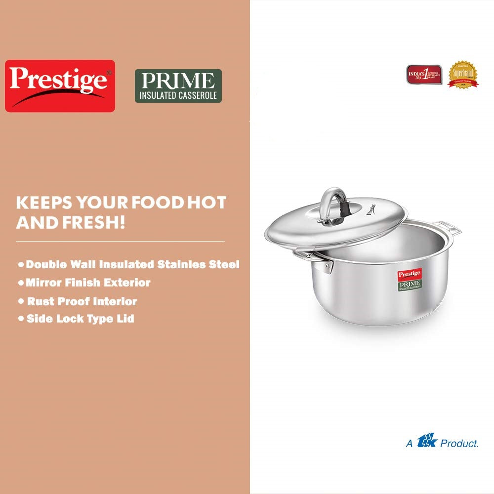 Prestige Prime Stainless Steel Insulated Casserole Hot Box