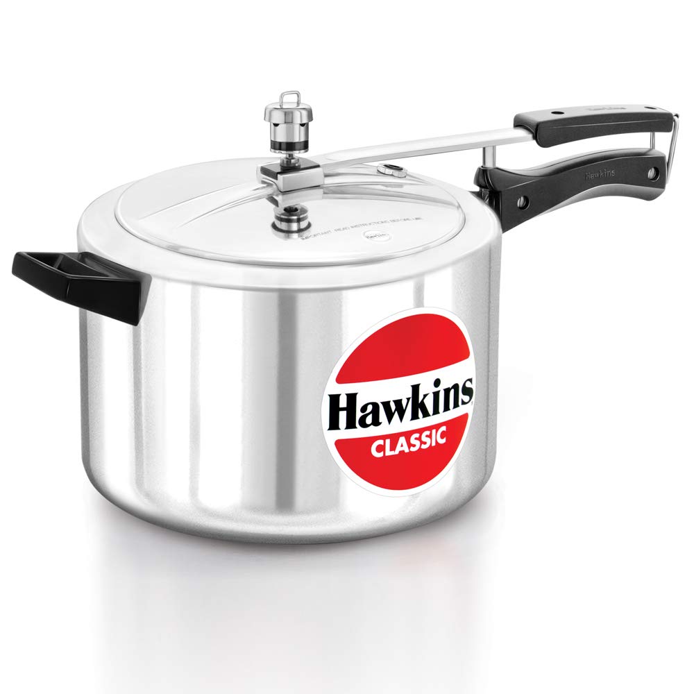 Hawkins Classic Aluminium Non-Induction Base Inner Lid Pressure Cooker, 8 Litres Wide
