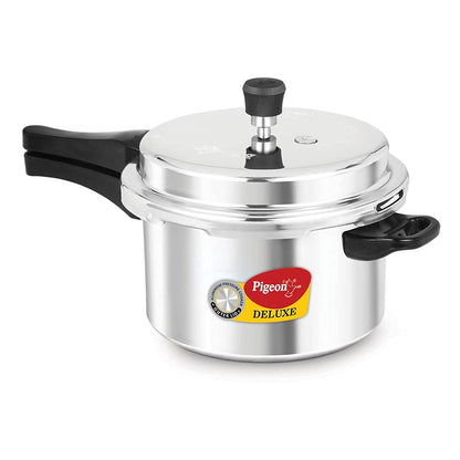 Pigeon Deluxe Aluminium Non-Induction Base Outer Lid Pressure Cooker, 5 Litres
