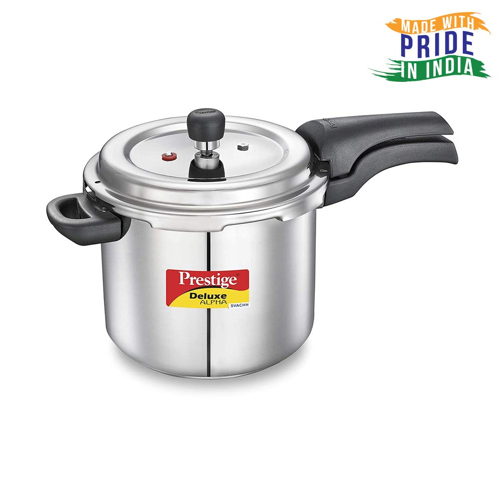 Prestige Deluxe Alpha Svachh Stainless Steel Induction Base Outer Lid Pressure Cooker, 5.5 Litre