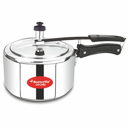 Butterfly Orchid Stainless Steel Induction Base Inner Lid Pressure Cooker, 2 Litres