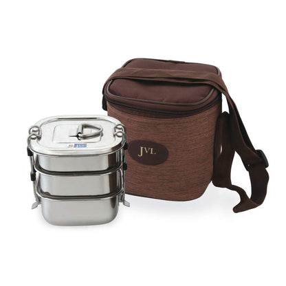 JVL Leakproof Square Stainless Steel Lunch Box with Silicone Gasket and Stainless Steel Inner Plate