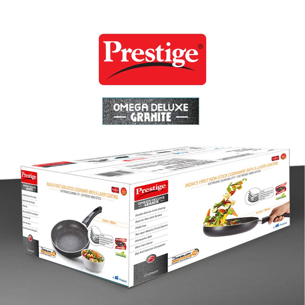 Prestige Omega Deluxe Granite Alulminium Induction Base Non-Stick Fry Pan with Lid