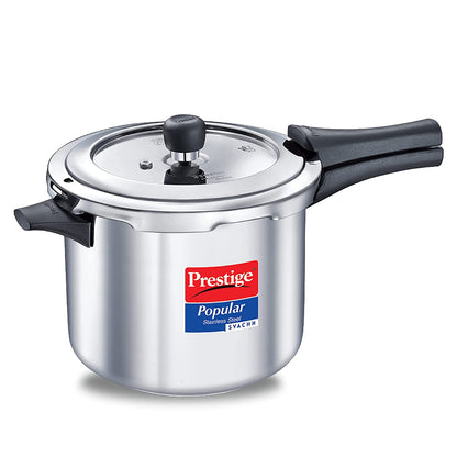 Prestige Popular Stainless Steel Svachh Spillage Control Stainless Steel Induction Base Outer Lid Pressure Cooker, 5 Litres
