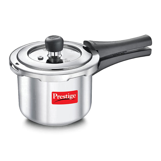 Prestige Popular Stainless Steel Svachh Spillage Control Stainless Steel Induction Base Outer Lid Pressure Cooker, 1.5 Litres