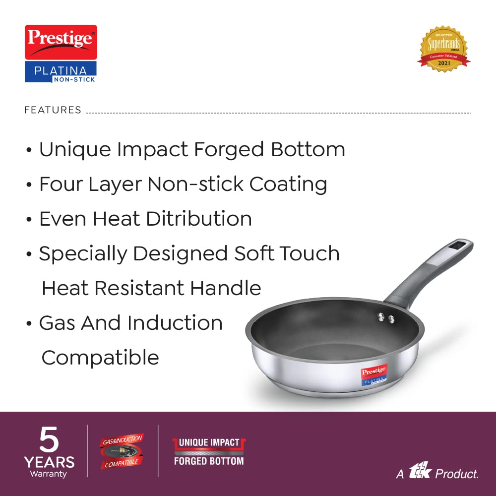 Prestige Platina Non-stick Stainless Steel Unique Impact Forged Bottom Fry Pan