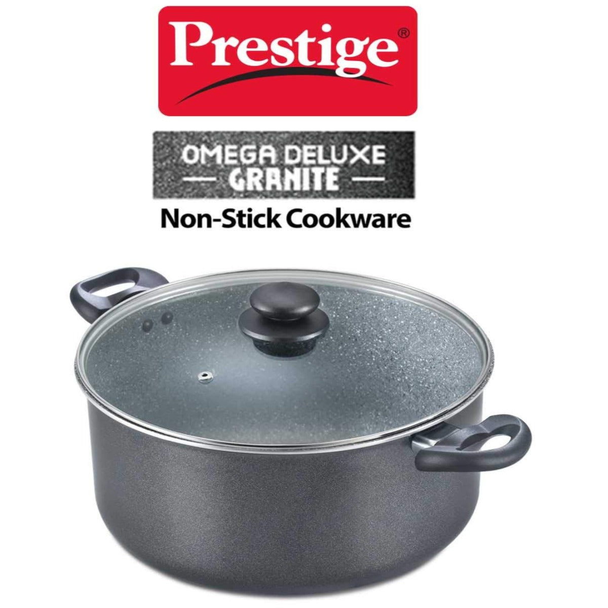Prestige Omega Deluxe Granite Aluminium Induction Base Non-Stick Stock Pot, 280MM