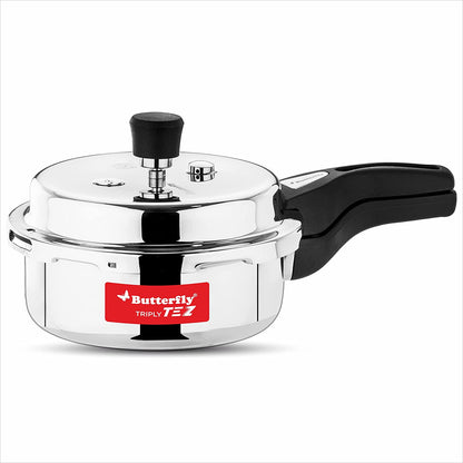 Butterfly Tez Triply Stainless Steel aInduction Base Outer Lid Pressure Cooker, 2 Litres
