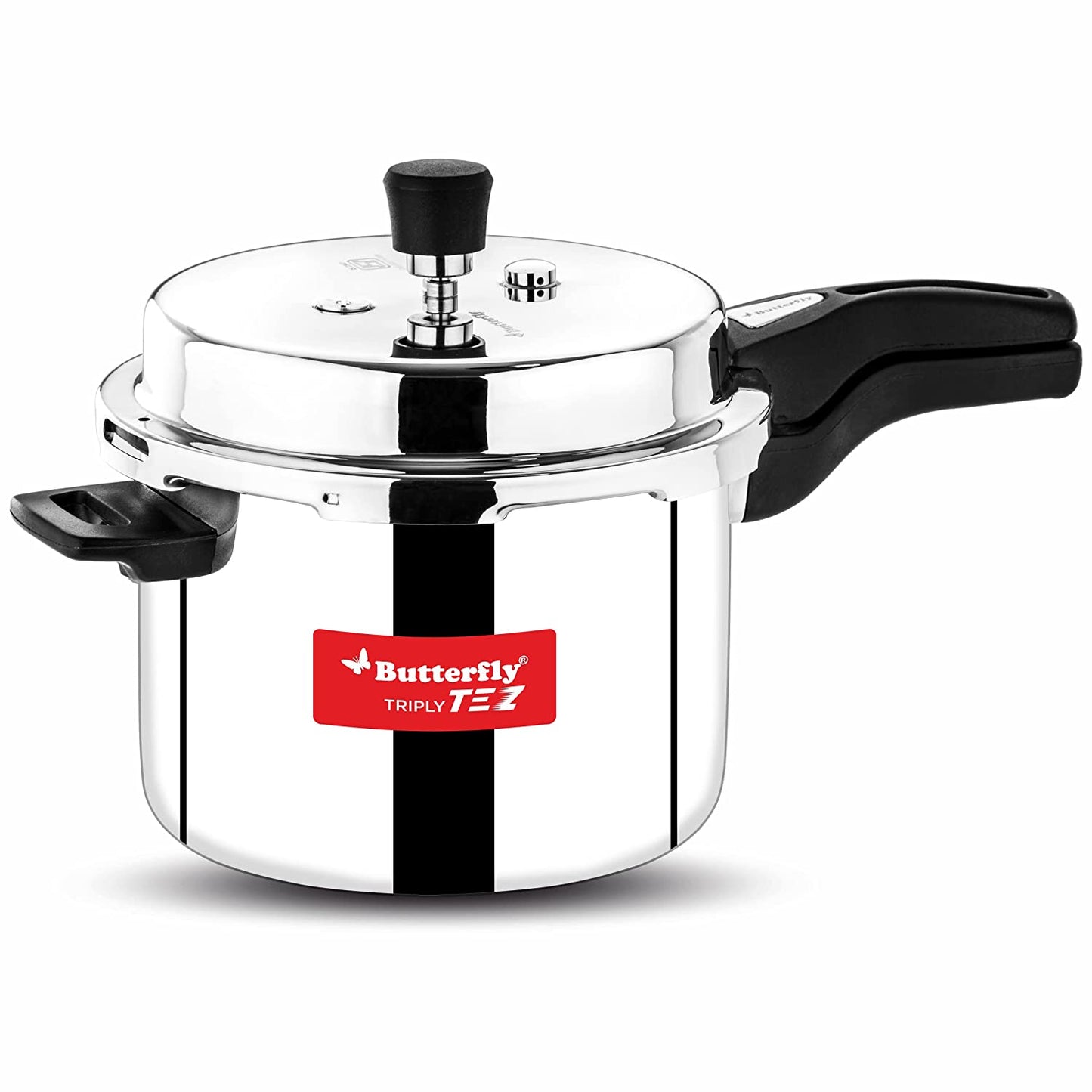 Butterfly Tez Triply Stainless Steel Induction Base Outer Lid Pressure Cooker, 5 Litres