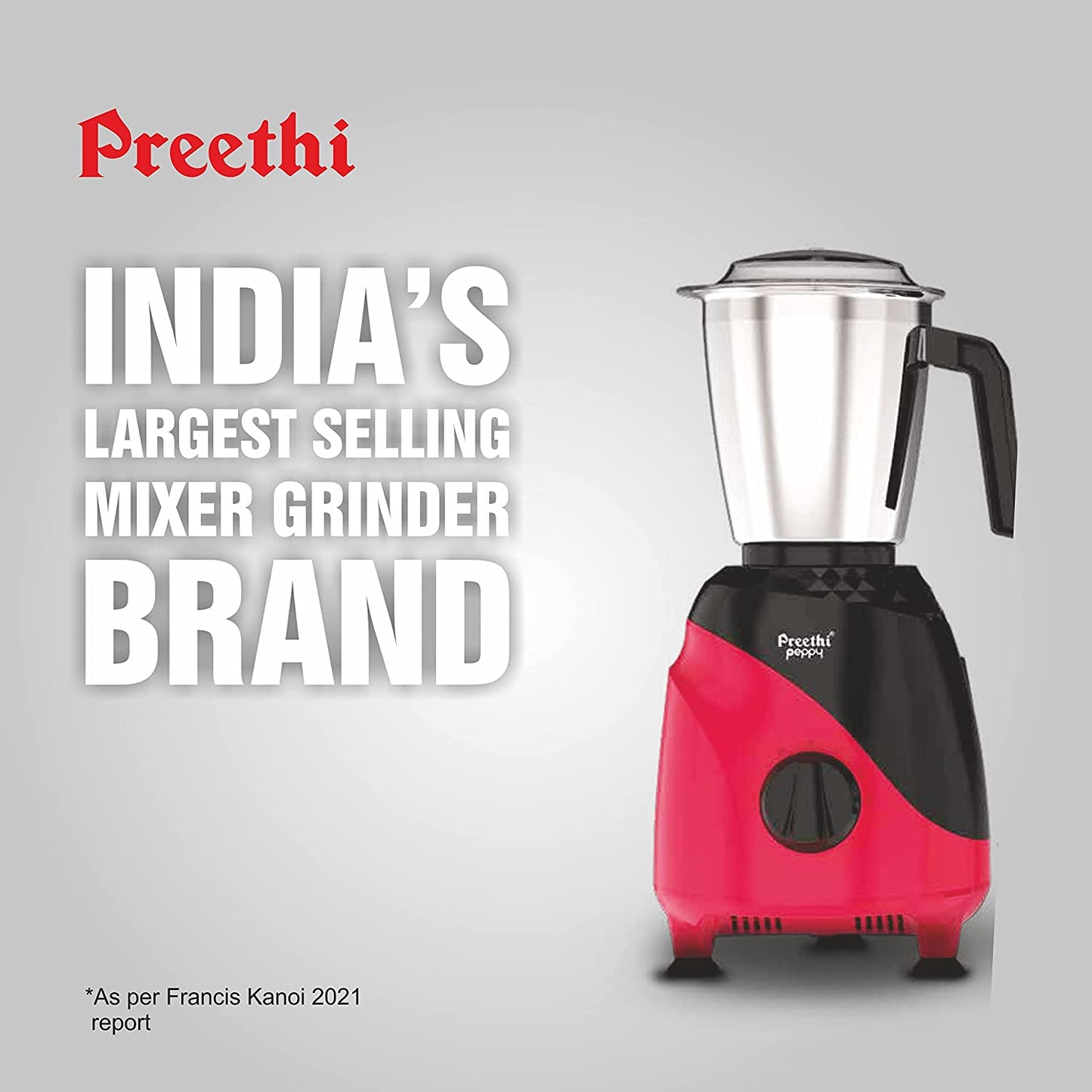 Preethi Peppy MG-245 Mixer Grinder, 750W, 3 Jar